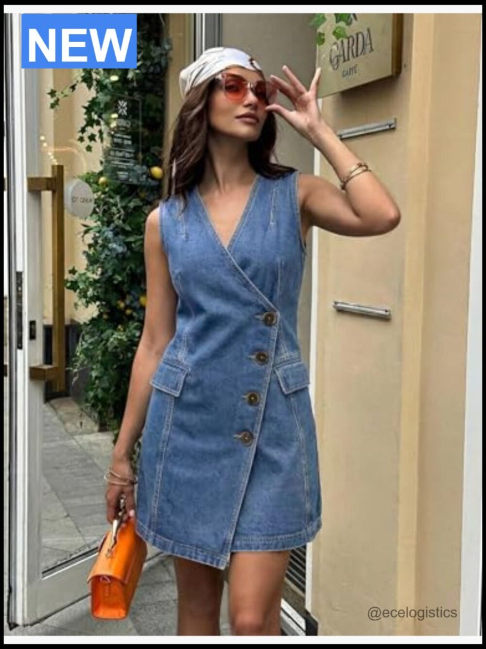 Sleeveless V-Neck A-Line Casual Mini Denim Dress Women Summer Jean - Picture 5 of 7
